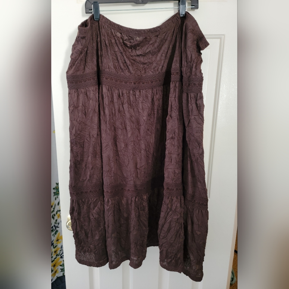 NWT Avenue Brown Tiered Maxi Skirt